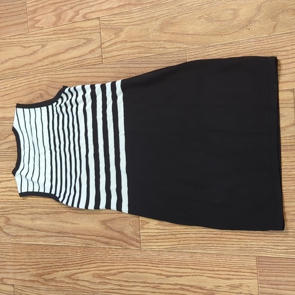 Black and white striped sleeveless dress for business, casual, Ellen Tracy M - Picture 4 of 6